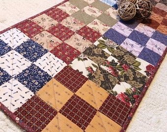Handmade Quilted Table Runner: Patchwork Rustic Farmhouse Decor (36.25 x 12)
