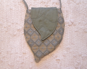 Leaf Purse: Upcycled Tapestry Crossbody Bag - Boho Cottagecore