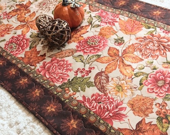 Thanksgiving Table Runner: Autumn Leaves, Fall Floral, Acorns (35.25 x 15.5)