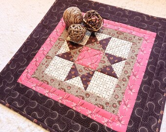 Quilted Table Topper 17 x 17 Runner Spring Ohio Star Primitive Rustic Farmhouse Country Cottage Chic