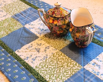 Quilted Spring Summer Table Runner 13.25 x 44.5 Floral Patchwork Farmhouse Cottage Country