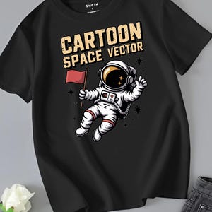 Vector espacial de dibujos animados / Imágenes prediseñadas lindas del espacio exterior / Vector de OVNI con cohete alienígena / Ilustración de galaxia para niños / Descarga digital / PNG espacial para niños