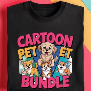 Custom Cartoon Pet Portrait Bundle – Digital Pet Drawing, Pet Illustration, Dog & Cat Art, Personalized Pet Gift, Printable Pet Artwork