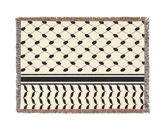 Manta de algodón tejida Keffiyeh palestina: decoración del hogar tradicional, regalo palestino inspirado en la kufiya