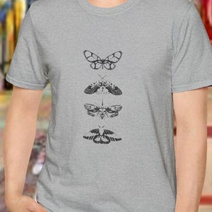 Butterfly Graphic T-Shirt – Cotton Short Sleeve Crewneck Tee with Three Butterfly Print – Aesthetic Casual Shirt for Women & Men