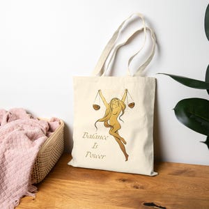 Geschenk für Sie – Canvas-Tasche mit Sternzeichen Waage. Kreatives Geschenk.