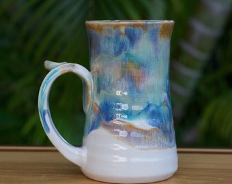 Large (14 ounce) Stoneware Mug for Coffee or Tea in Tri-Color Glaze**READY TO SHIP