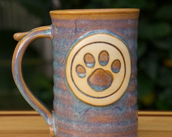 Paw Print Large (16 ounce) Stoneware Coffee in Opal Glaze**ready to ship