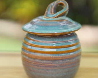 Pottery Sugar Bowl/Honey Jar in  Opal glaze