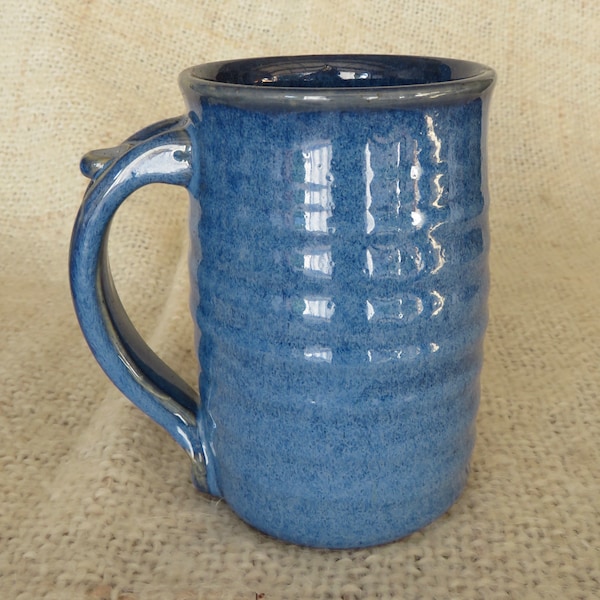 Pottery  Coffee Mug in Deep Blue Glaze  Stoneware 16 oz large**READY TO SHIP