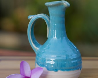 Pottery Oil & Vinegar Cruet wheel thrown stoneware in Turquoise Glaze