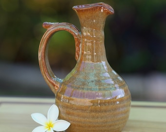 Pottery Oil & Vinegar Cruet wheel thrown stoneware in Copper Glaze