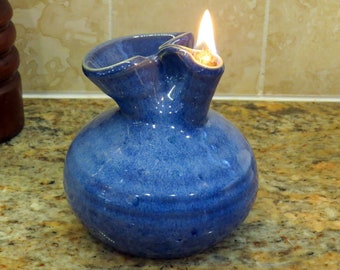 Pottery Oil Candle in Deep Blue Glaze