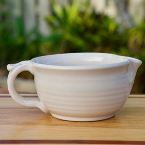 Pottery Batter Bowl in White Glaze Stoneware