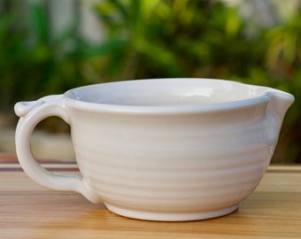 Pottery Batter Bowl in White Glaze Stoneware