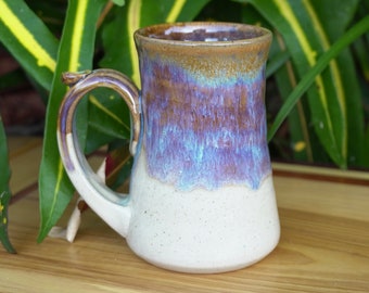 Handmade Pottery Coffee Mug, Brown Glaze, 10-12 oz
