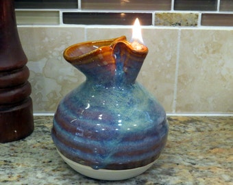 Pottery Oil Candle in Opal Glaze