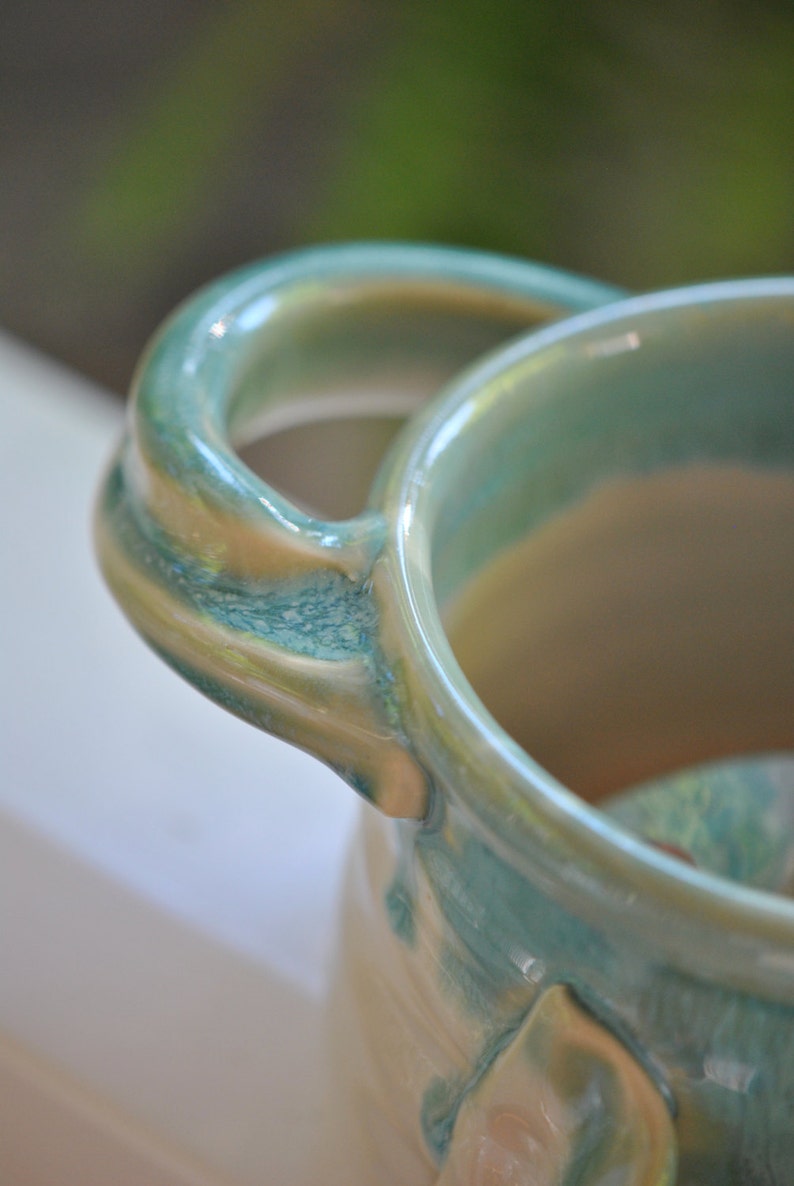 Pottery Soup and Cracker Bowl in TurquoiseREADY TO SHIP image 3