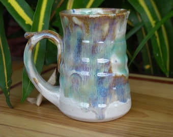 Pottery Mug in Tricolor Glaze 10 ounce**READY TO SHIP