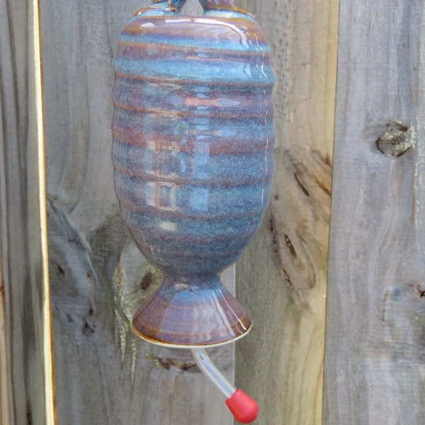 Stoneware Pottery Hummingbird Feeder in Opal Glaze**READY TO SHIP
