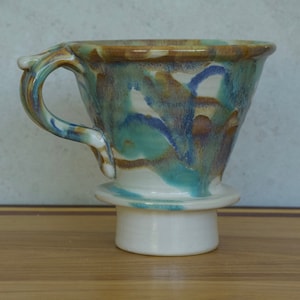 Pottery Pour Over Coffee Dripper in Tricolor  Glaze