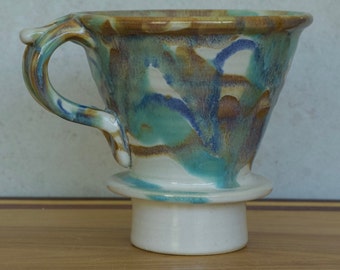 Pottery Pour Over Coffee Dripper in Tricolor  Glaze