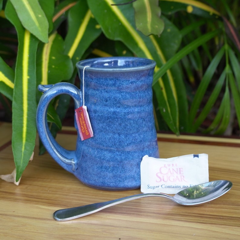 Pottery Mug in Deep Blue 10 ounceREADY TO SHIP image 3