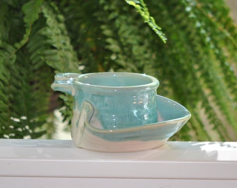 Bol à soupe et craquelins en poterie en turquoise **PRÊT À EXPÉDIER