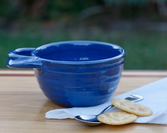 Pottery Soup Mug in Deep Blue