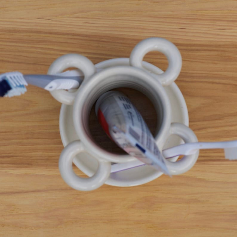 Pottery Toothbrush Holder in White Glaze - Etsy