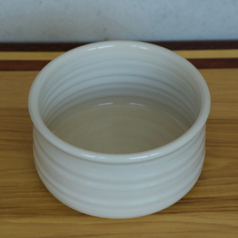 Small Pottery Bowl in Rainbow White Glaze Stoneware image 3