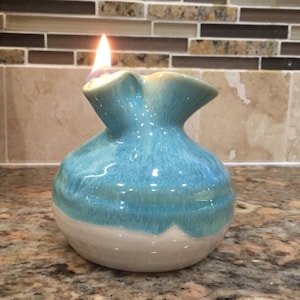 Pottery Oil Candle in Turquoise Glaze