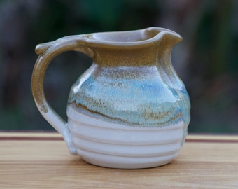 Pottery Creamer/Small Pitcher in Rainbow Brown Wheel Thrown