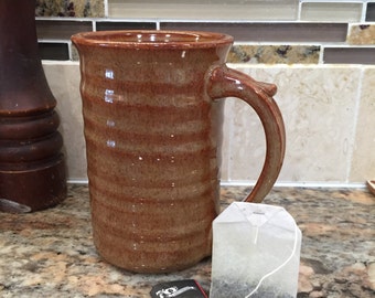 Tasse à café en poterie en grès émaillé cuivré grande 16 oz ** PRÊTE À L'EXPÉDITION