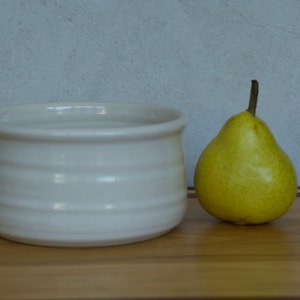 Small Pottery Bowl in Rainbow White Glaze Stoneware image 1