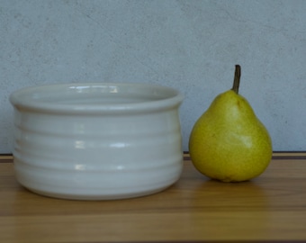 Small Pottery Bowl in Rainbow White Glaze Stoneware