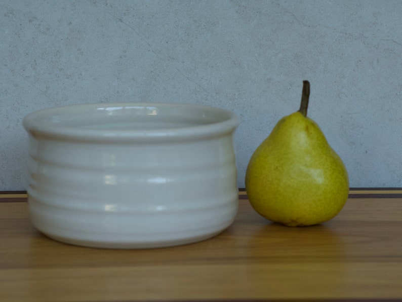 Small Pottery Bowl in Rainbow White Glaze Stoneware image 1