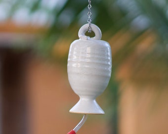 Stoneware Pottery Hummingbird Feeder in White**READY TO SHIP