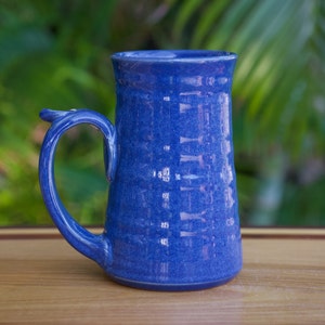 Large (14 ounce) Stoneware Coffee Mug for Coffee or Tea in Deep Blue Glaze **READY TO SHIP