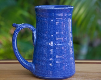 Large (14 ounce) Stoneware Coffee Mug for Coffee or Tea in Deep Blue Glaze **READY TO SHIP