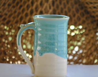 Grande tasse à café en grès (16 onces) turquoise **PRÊTE À EXPÉDIER