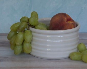 Pottery Bowl in White Glaze Stoneware