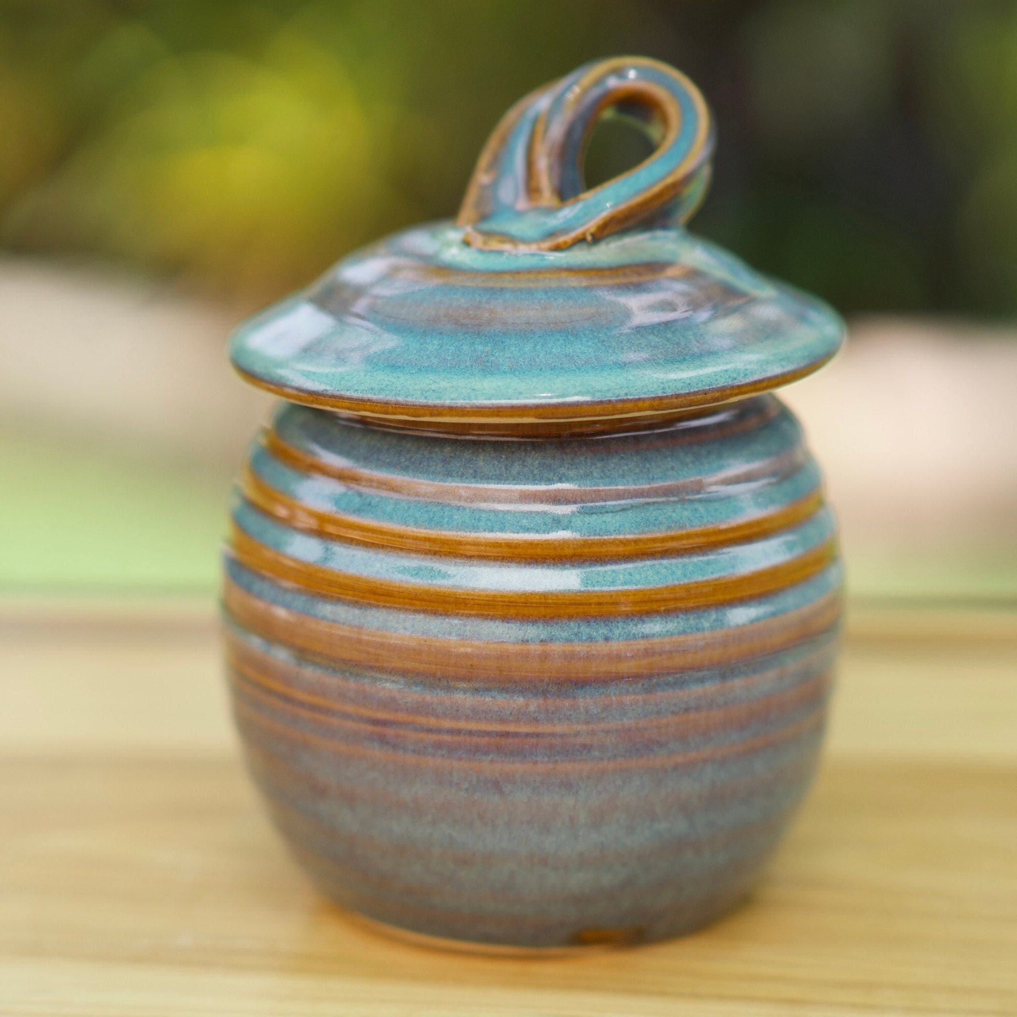 Pottery Sugar Bowl/Honey Jar in  Opal glaze