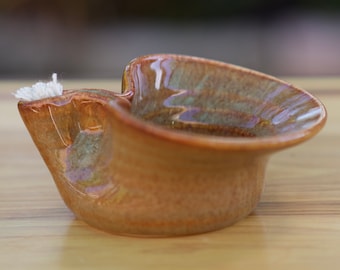 Pottery Olive Oil Lamp in Copper Glaze