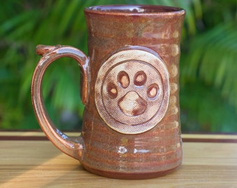 Paw Print Large (14 ounce) Stoneware Coffee in Copper Glaze**ready to ship