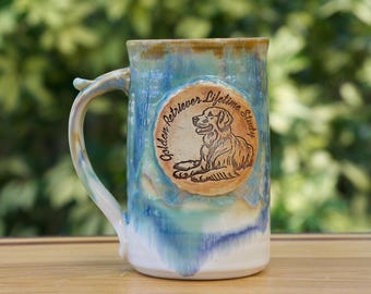 Golden Retriever Mug, Tri-Color Glaze Stoneware Coffee Mug