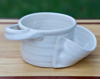 Pottery Soup and Cracker Bowl in White**READY TO SHIP