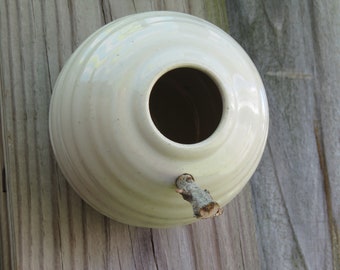 Pottery Birdhouse  bottle for wrens finches and chickadees  In White Glaze***READY TO SHIP