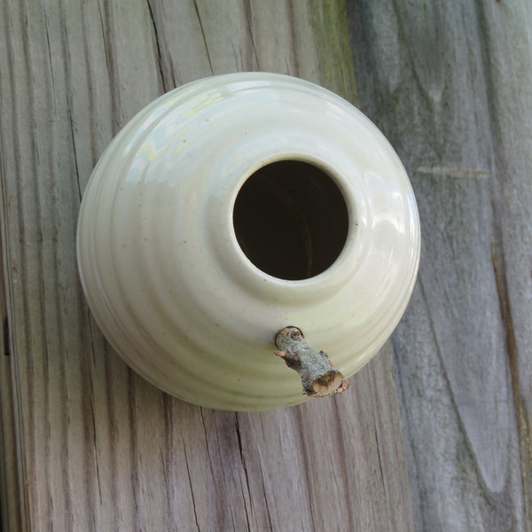 Pottery Birdhouse  bottle for wrens finches and chickadees  In White Glaze***READY TO SHIP