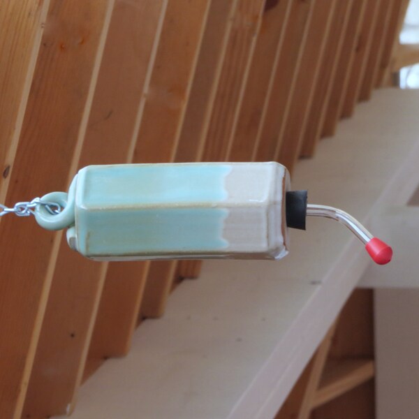 Ceramic Hummingbird Feeder in Seafoam Green